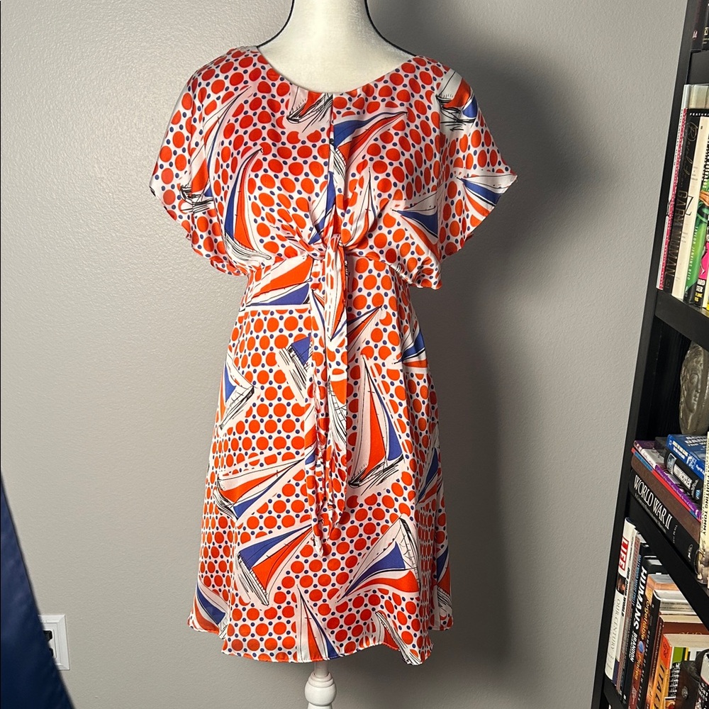 Jessica Simpson Sailboat and Polka Dot Print Dress (Size 4)